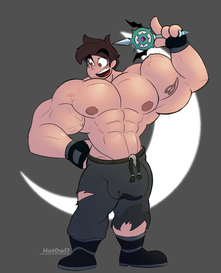 1boy abs bara hotowl777 hyper_muscles magic_wand male male_only marco_diaz muscular muscular_male no_shirt pecs solo solo_male star_vs_the_forces_of_evil wand