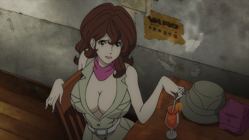 anime artist_request big_breasts breasts cleavage copyright_request lupin_iii mine_fujiko official_art screencap screenshot source_request tms_entertainment year_request