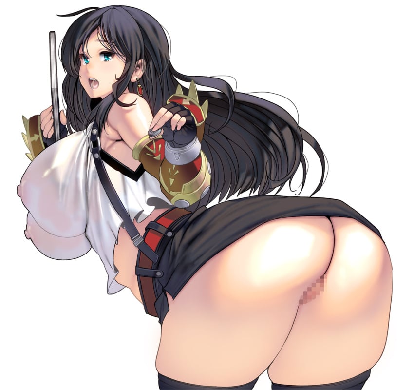 alternative_eye_color ass_focus censored_pussy final_fantasy final_fantasy_vii from_behind large_breasts masao money no_panties tagme tifa_lockhart