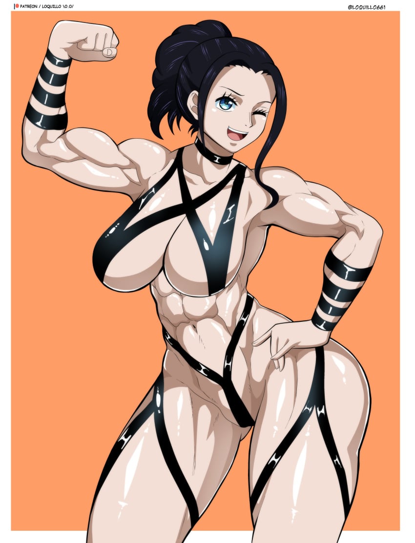 bikini black_bikini black_hair breasts female female_only large_breasts long_hair loquillo loquillo66 medium_breasts muscle muscular muscular_female nico_robin nude one_piece post-timeskip