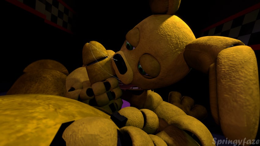 3d 3d_(artwork) animatronic fan_model five_nights_at_freddy's five_nights_at_freddy's_3 male male/male penis robot saliva_string source_filmmaker spring_bonnie spring_bonnie_(fnaf) springyfaze