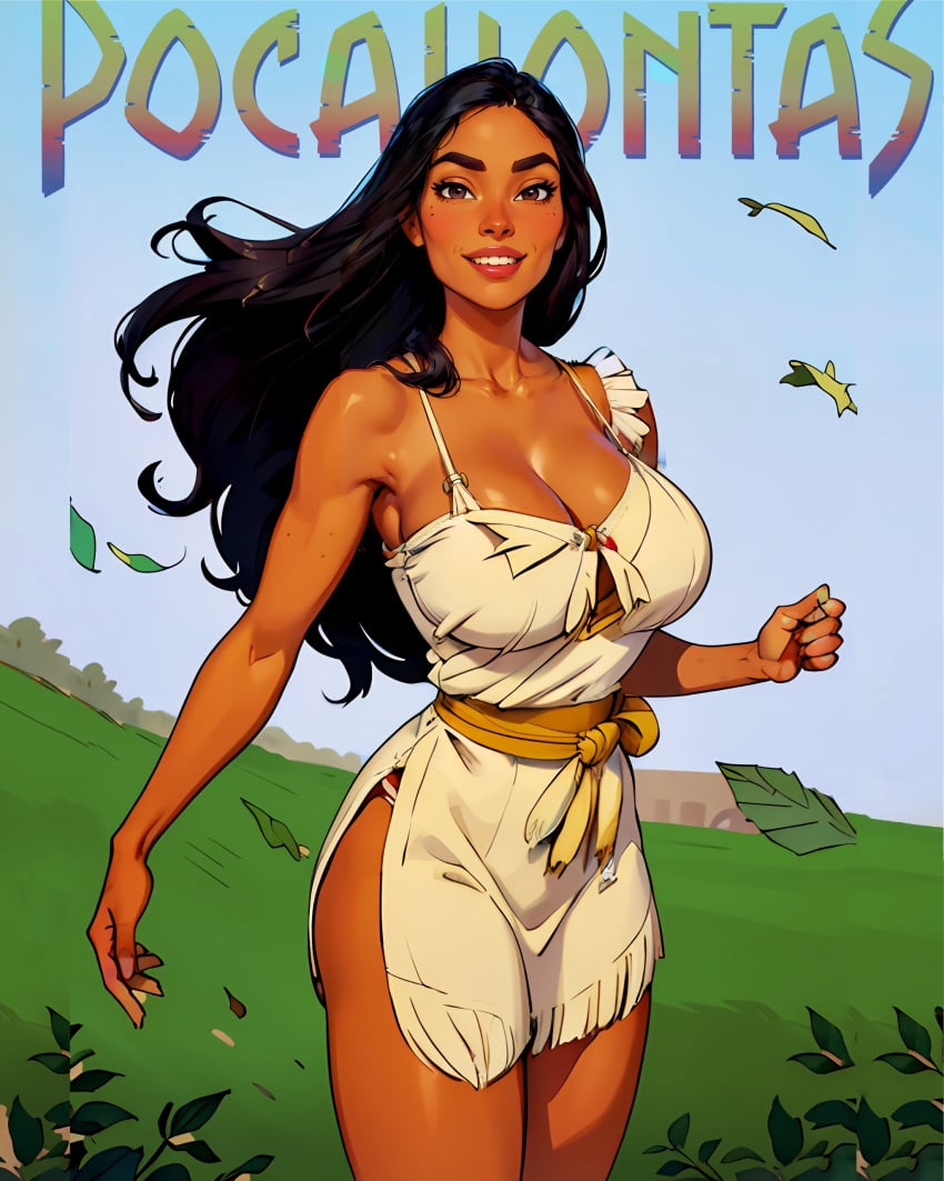 1girls ai_generated big_breasts breasts brown-skinned_female brown_body brown_skin bust busty chest cleavage copper_skin curvaceous curvy curvy_figure dark-skinned_female dark_skin disney disney_princess eyebrows eyelashes eyes female female_focus hair hips hourglass_figure huge_breasts human large_breasts legs lips native_american native_american_female nerdddemon pocahontas pocahontas_(character) thick thick_ass thick_legs thick_thighs thighs top_heavy upper_body voluptuous waist wide_hips