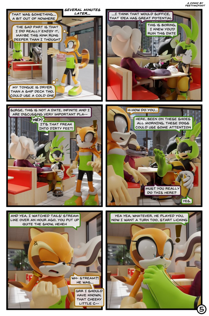 3d 3drender accent anthro barefoot big_feet comic dialogue digital_media_(artwork) dirty_feet doctor_starline dominant dominant_female feet feetymcfoot female female/female foot_fetish foot_focus foot_play foot_suck footwear_removed forced group hi_res humanoid_feet humiliation idw_publishing infinite_(sonic) inside male male_feet male_foot_fetish marine_the_raccoon marine_the_racoon page_5 page_number paws plantigrade presenting public public_humiliation sega shoe_removal soles sonic_(series) sonic_forces sonic_the_hedgehog_(comics) sonic_the_hedgehog_(idw) sonic_the_hedgehog_(series) sucking surge_the_tenrec toe_in_mouth toe_suck toes