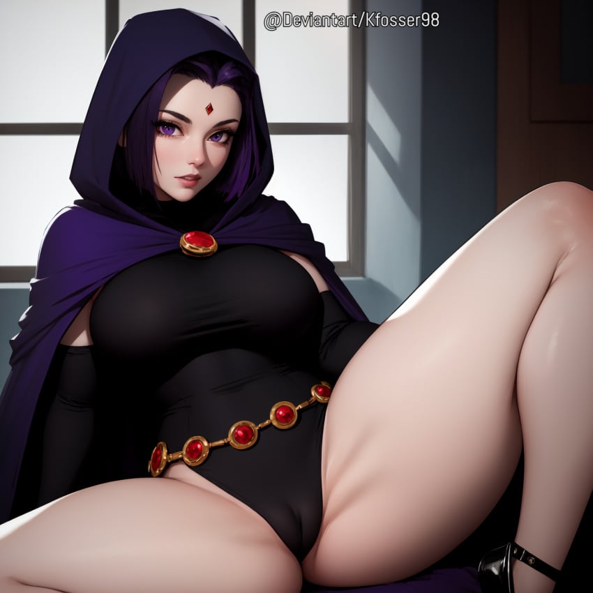 1girls ai_generated ass big_ass big_breasts breasts cape dc female female_only kfosser98 large_ass large_breasts leotard pale-skinned_female pale_skin rachel_roth raven_(dc) solo teen_titans thighs voluptuous voluptuous_female wide_hips