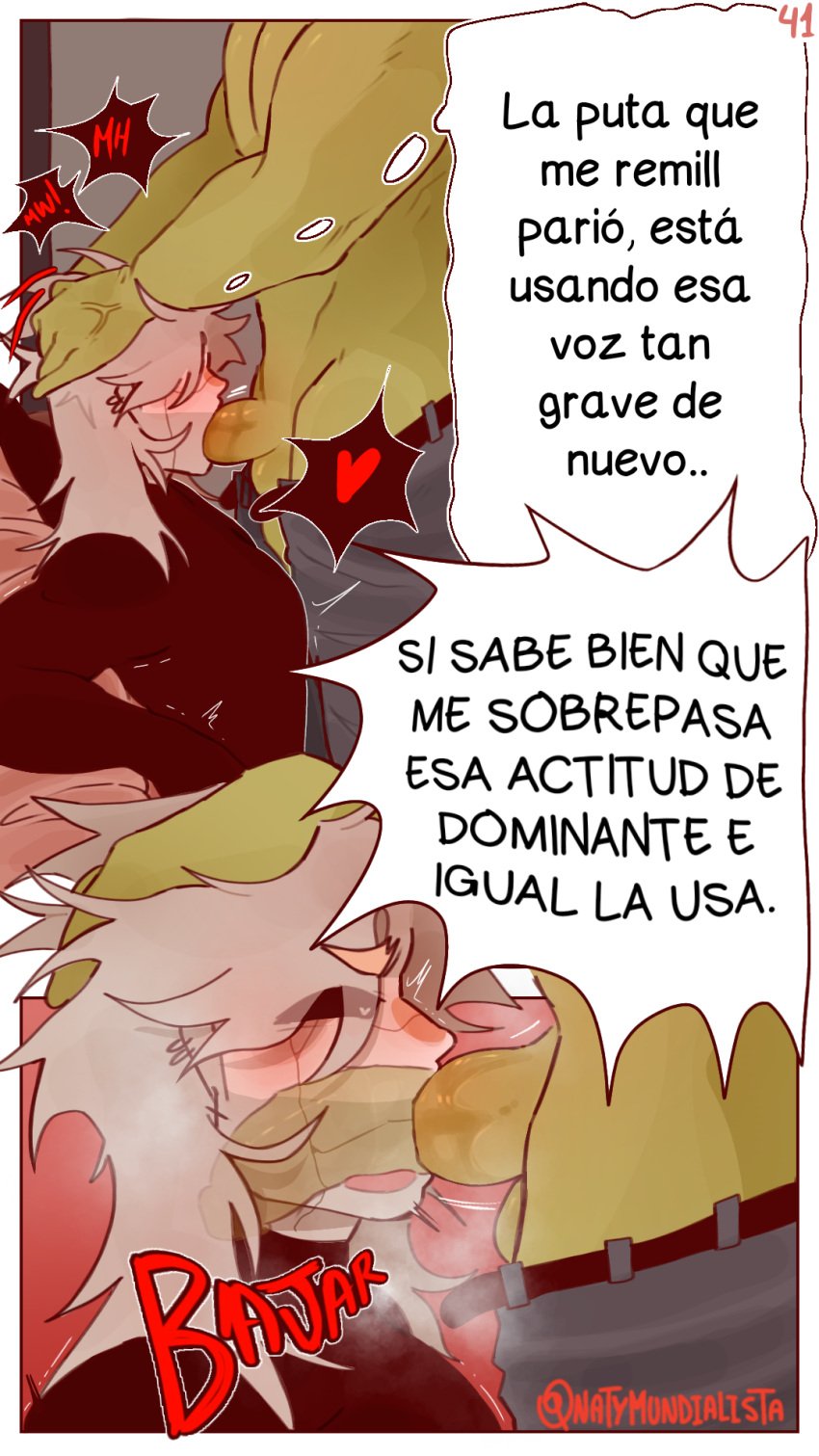 2boys argentina_(countryhumans) big_penis blowjob brazil_(countryhumans) comic comic_page comic_panel countryhumans couple deepthroat gay kinky_naty male married_couple oral page_41 precum spanish_text