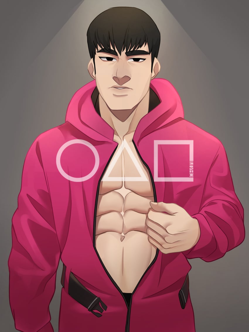 1boy hunk hwang_jun-ho korean llamasart male male_only masculine solo squid_game