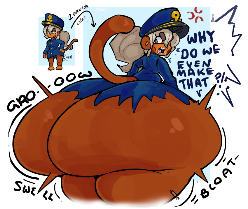 admiral_brickell angry angry_face angry_female ass_bigger_than_head ass_expansion ass_focus bloons_tower_defense breastless casual casual_nudity clothed dumptruck_ass errantheart female female_only hyper_ass monkey monkey_girl no_underwear sideass underboob