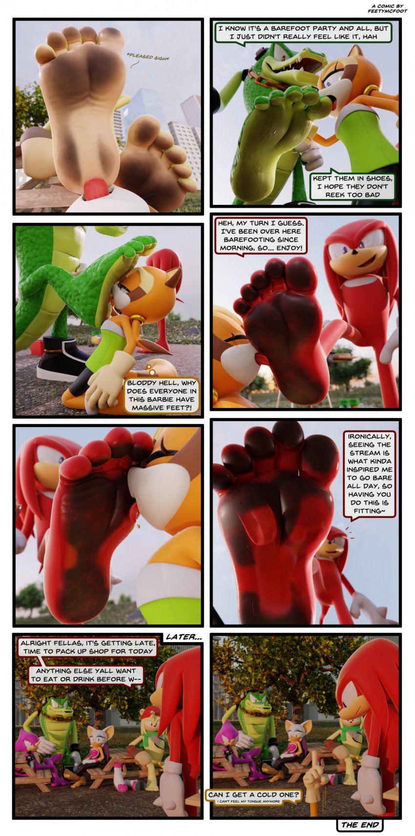 3d 3d_(artwork) 3d_artwork 3d_model 3drender absurd_res accent anthro australian barefoot bark_the_polar_bear big_feet blush cleaning_feet comic dialogue digital_media_(artwork) dirty_feet dominant dominant_male dry_mouth duo end_page espio_the_chameleon exhausted feet feetymcfoot female female_licking_male foot_fetish foot_focus foot_lick foot_on_face foot_on_head foot_play furry group hi_res humanoid_feet humiliation knuckles_the_echidna licking male male/female male_feet male_foot_fetish marine_the_raccoon mobian mobian_(species) mobian_bat outside page_13 paws plantigrade presenting rouge_the_bat sandwiched sega soles sonic_(series) sonic_adventure_2 sonic_the_hedgehog_(series) submissive submissive_female teasing teasing_with_feet toes tongue tongue_bath tongue_on_foot tongue_out vector_the_crocodile