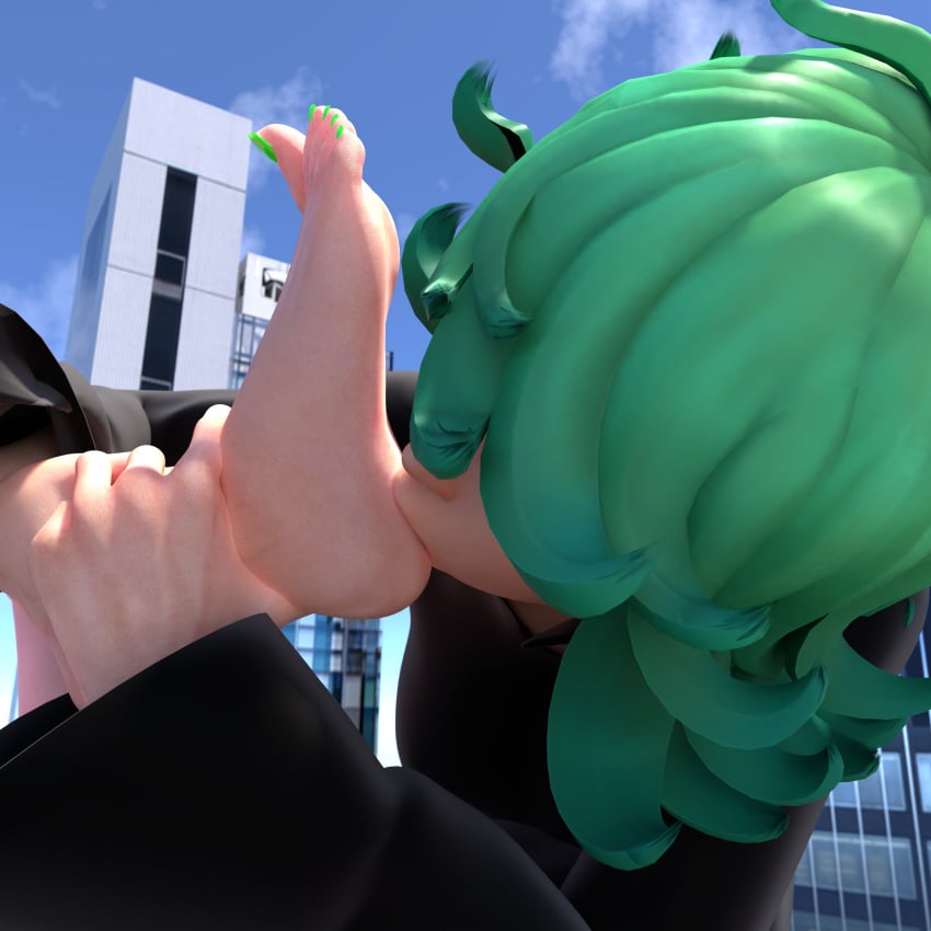 1girls 3d blender blender_(software) blender_cycles clothed colored_nails colored_toenails feet floating flying foot_fetish foot_focus green_hair green_toenails insanis_(artist) long_toenails one-punch_man soles tagme tatsumaki tatsumaki_(cosplay) terrible_tornado_kiriko toes