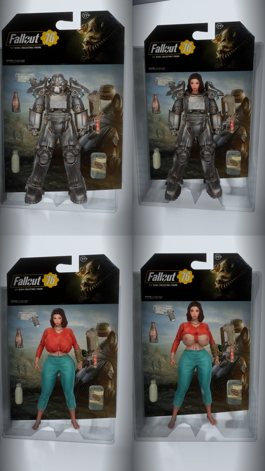 3d action_figure bethesda_softworks blister_pack breasts_out_of_clothes emotrashcan fallout fallout_76 in_box nora_(fallout_4) power_armor vault_dweller