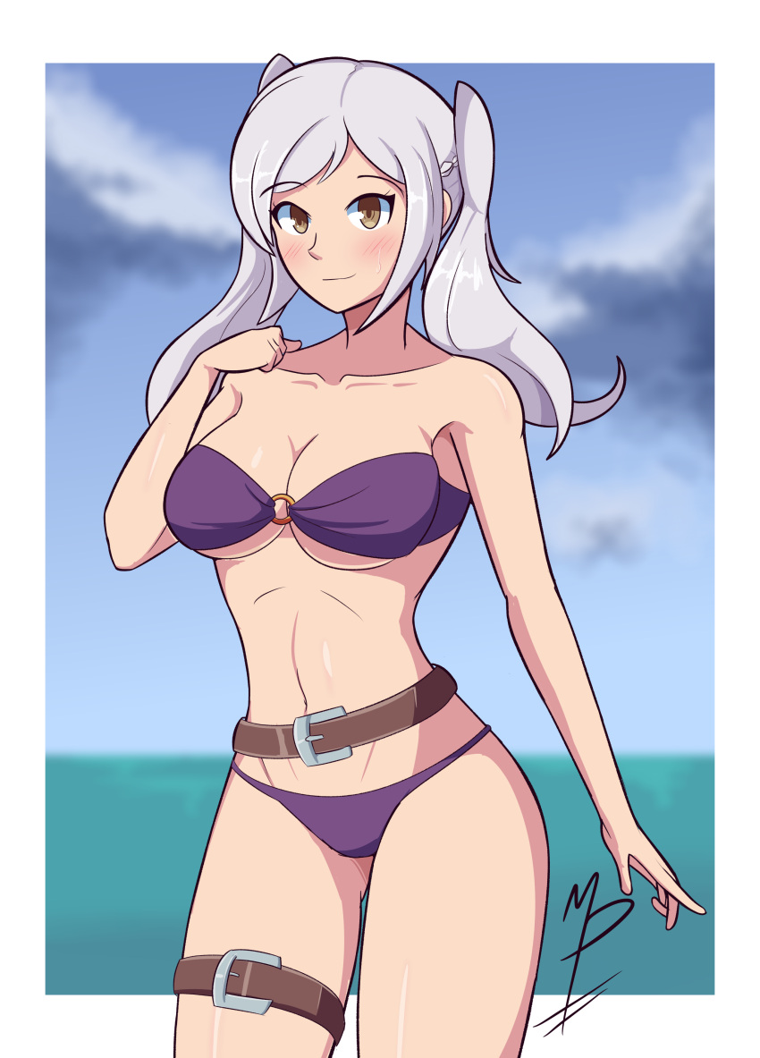 1girls alternate_costume bikini breasts female female_only fire_emblem fire_emblem_awakening fire_emblem_heroes higher_resolution_duplicate light-skinned_female mrpenguin nintendo official_alternate_costume purple_bikini purple_swimsuit robin_(female)_(summer)_(fire_emblem) robin_(fire_emblem) robin_(fire_emblem)_(female) solo swimsuit white_hair white_skin