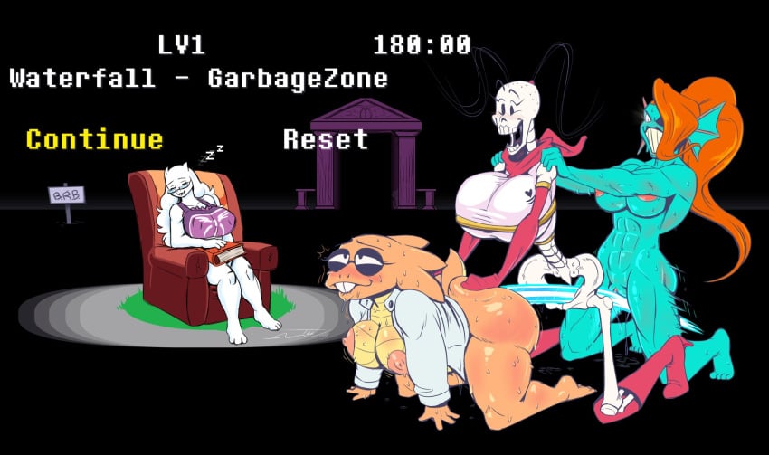 2d 4girls blue_skin breasts female female_only hi_res laser_beam multiple_girls nokyel_(under(her)tail) rule_63 sex skeleton sleeping syhpla tagme tempus_(under(her)tail) thewill toriel tutori_(under(her)tail) under(her)tail undertale undertale_(series) vagina white_fur