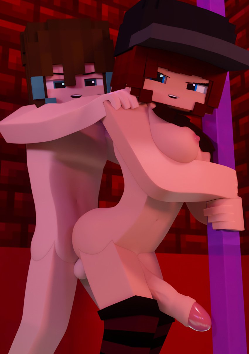 1boy 1futa 3d anal anal_insertion anal_sex anon ass big_penis blue_eyes brown_hair completely_nude completely_nude_futanari completely_nude_male emika_(morirosemc) futanari hat legs looking_back male male/futa male_on_futa minecraft morirosemc nude nude_futanari nude_male nude_male_nude_futanari penis penis_in_ass sex tagme thick_thighs thighs white_skin white_skinned_male