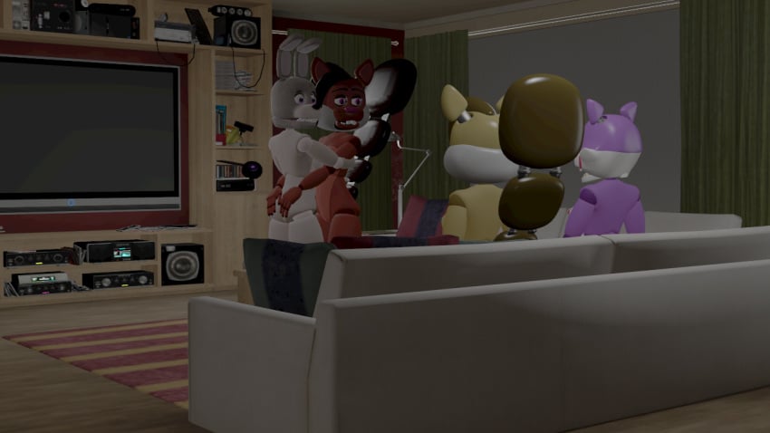 2futas 2girls 3d cindy_(fnac) fazbear_fanverse five_nights_at_candy's five_nights_at_freddy's futa/futa/female/female futa_on_female futanari popgoes rachel_(tnar) saffron_(popgoes) sara_(popgoes) those_nights_at_rachel's