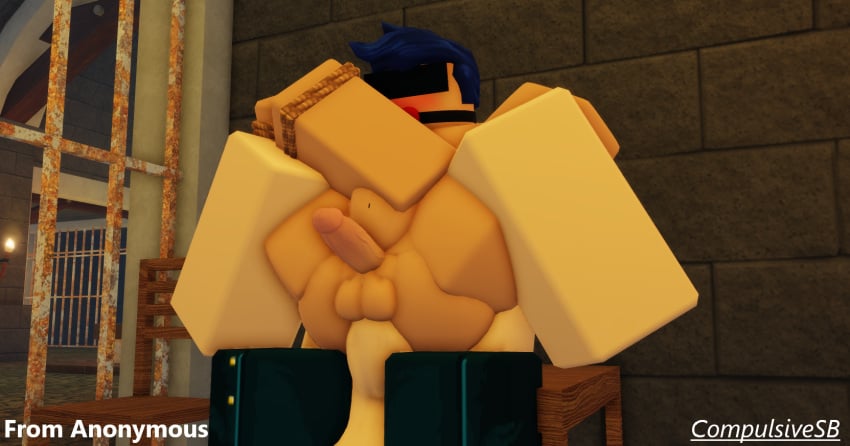 2males 3d belly_bulge blue_hair blush bondage cock_bulge compulsivesb consensual_non_consent dungeon femboy forced forced_anal gagged gay gay_domination gay_sex huge_cock male male_penetrating male_penetrating_male penis rape roblox roblox_avatar robloxian stockholm_syndrome tagme