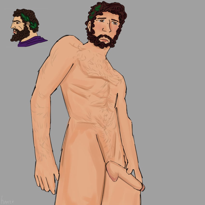 abs beard big_penis brown_eyes brown_hair chad doomer gay jerking jerkingoff leaves_in_hair mediterranean muscle muscles nordic_chad wojak wojak_comics