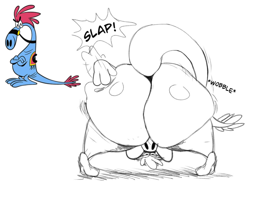 anthro ass big_ass breathotter bubble_butt female sketch sylvia_(wander_over_yonder) text wander_over_yonder