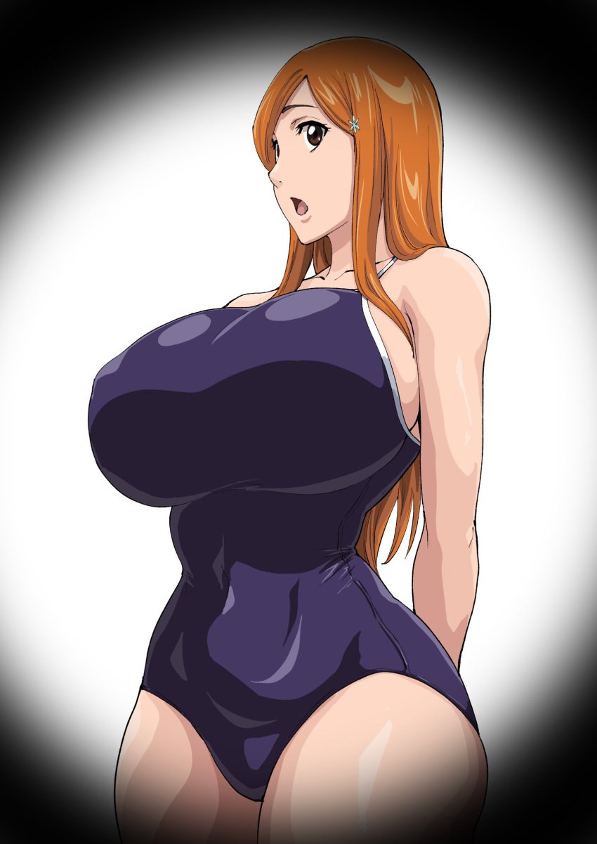 1girls being_watched big_breasts bleach bleach:_the_thousand-year_blood_war breasts_bigger_than_head busty caught caught_in_the_act caught_peeing cleavage competition_swimsuit huge_breasts inoue_orihime iwao178 light-skinned_female light_skin long_hair looking_at_viewer one-piece_swimsuit oppai orange_hair peephole school_swimsuit solo solo_female solo_focus swimsuit thick_thighs thighs top_heavy very_long_hair voluptuous voyeur voyeur_pov wide_hips