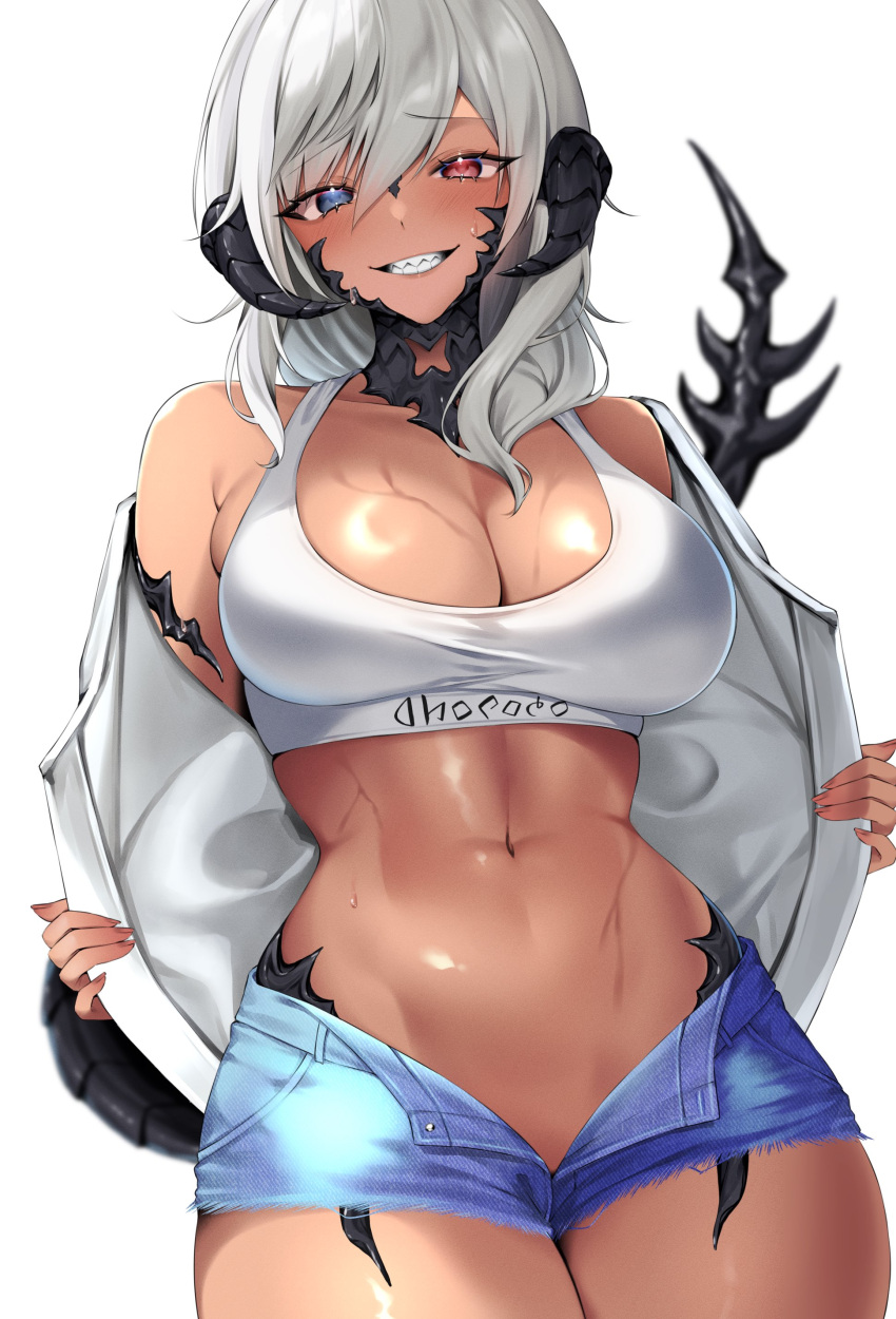 1girls abs au_ra female female_only final_fantasy_xiv shhilee sports_bra