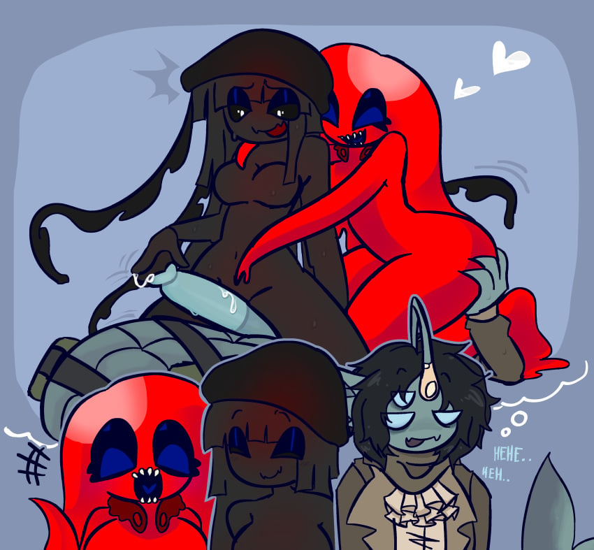 3_eyes fantasy female imaginary_friend_(pressure) male medusa_(pressure) merfolk merman moe34chan multi_eye not_so_imaginary_friend_(pressure) oc pressure_(roblox) roblox sebastian_solace self_insert threesome