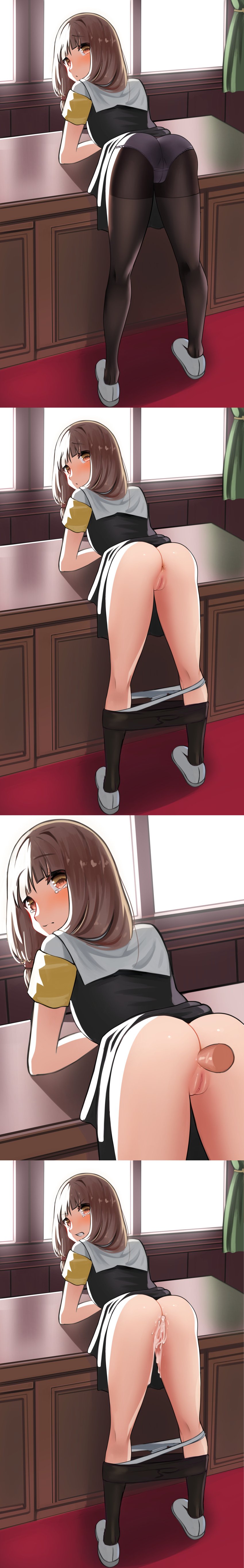 1girls anal anal_sex angry axfa bent_over bent_over_desk brown_eyes brown_hair crying crying_with_eyes_open cum cum_in_ass cum_inside edited iino_miko kaguya-sama_wa_kokurasetai_~tensai-tachi_no_renai_zunousen~ light-skinned_female light_skin looking_at_viewer looking_back looking_back_at_viewer madaotheory medium_hair panties panties_down panties_under_pantyhose pantyhose pantyhose_pull pussy school_uniform schoolgirl sex sex_from_behind shoes small_breasts standing standing_sex tagme unwanted_creampie unwanted_cumshot vagina white_panties