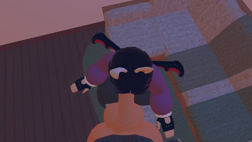 bat bat_wings blowjob demithefemboy05 enjoying femboy glasses gloves happy purple_hair purpliep_(rec_room) rec_room rec_room_avatar room