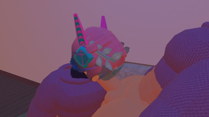 1femboy demithefemboy05 femboy pink_hair rec_room rec_room_avatar space_visor sucking_off sucking_penis