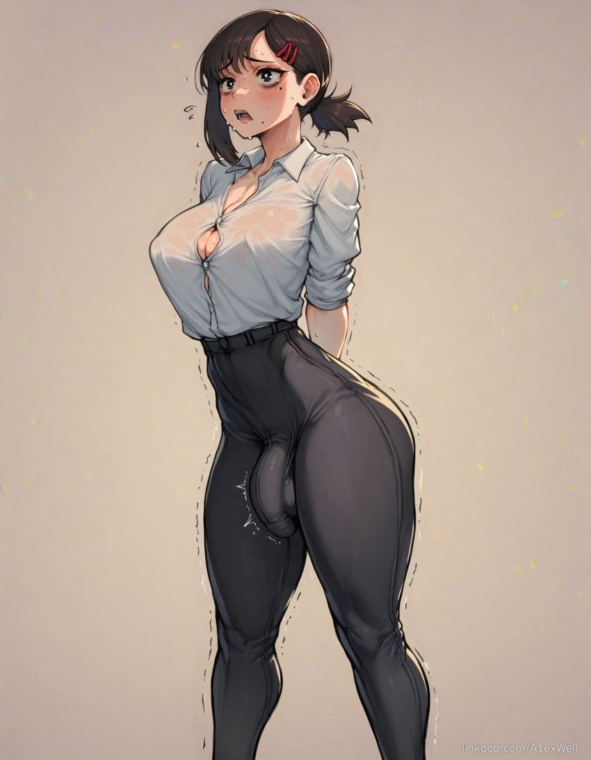 1futa a1exwell ai_generated bulge chainsaw_man cutesexyrobutts_(style) cutesexyrobutts_ai_artstyle_imitation futa_only futa_sans_pussy futanari higashiyama_kobeni ruined solo_futa stable_diffusion sweat trembling trembling_penis