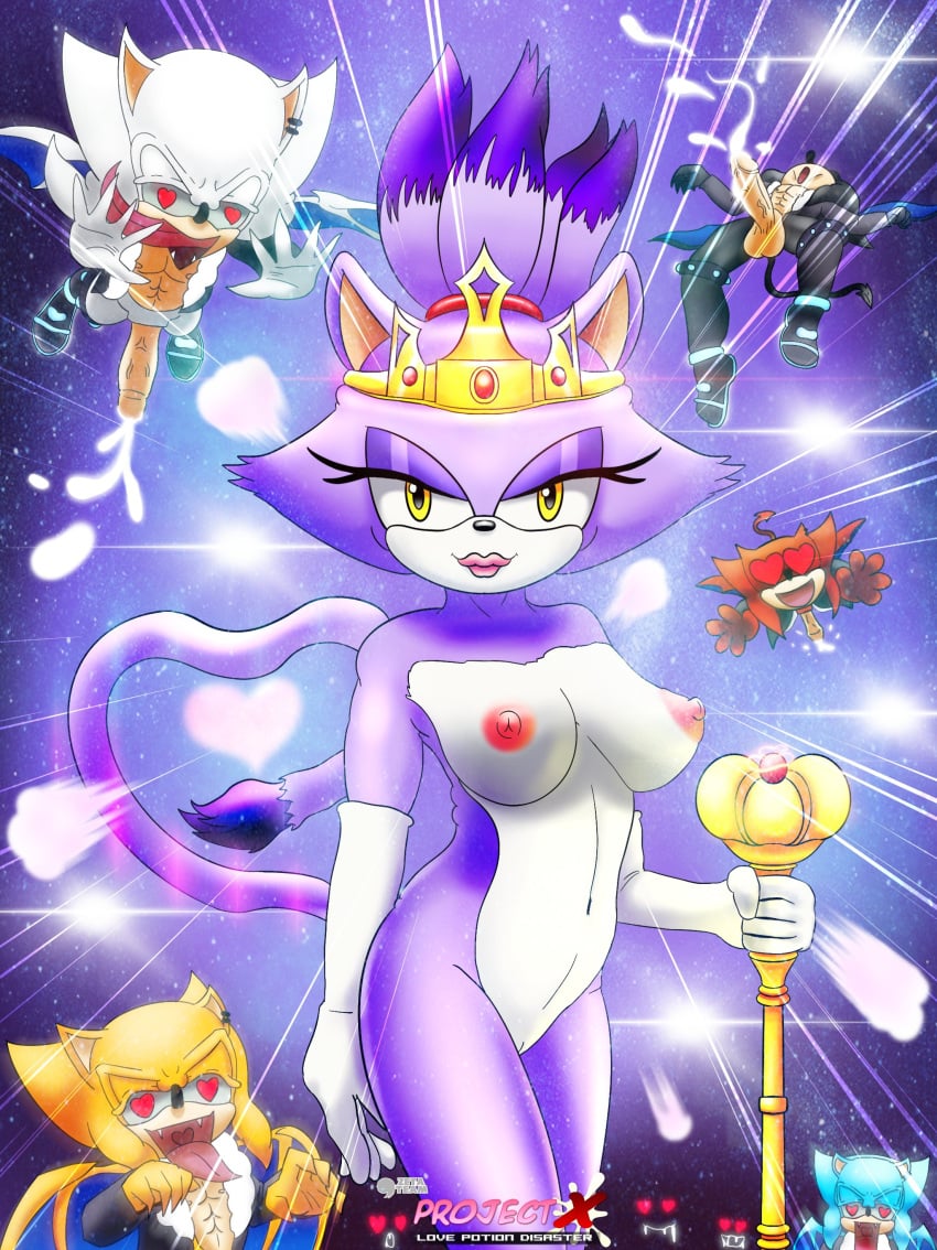 <3_eyes <3_tail 2022 absurd_res accessory aged_up anthro aroused aroused_smile athletic athletic_anthro athletic_male balls big_breasts big_penis black_body black_fur blaze_the_cat blue_body blue_fur boots breasts chasing clothed clothing crown crown_only demon domestic_cat ejaculation eulipotyphlan eyeshadow felid feline felis female flying footwear fur genitals gold_(metal) group hair_accessory hair_tied hairband hands-free heart hedgehog hi_res humanoid_genitalia humanoid_penis imminent_sex incubus_(project_x) irwinwang3 jacket leather leather_boots leather_clothing leather_footwear leather_jacket leather_topwear leering long_tongue makeup male male/male mammal nipples orgasm penis pink_nipples project_x_love_potion_disaster purple_body purple_fur red_body red_fur royalty scepter sega smile sonic_(series) sonic_the_hedgehog_(series) spontaneous_ejaculation tongue topwear yellow_body yellow_eyes yellow_fur