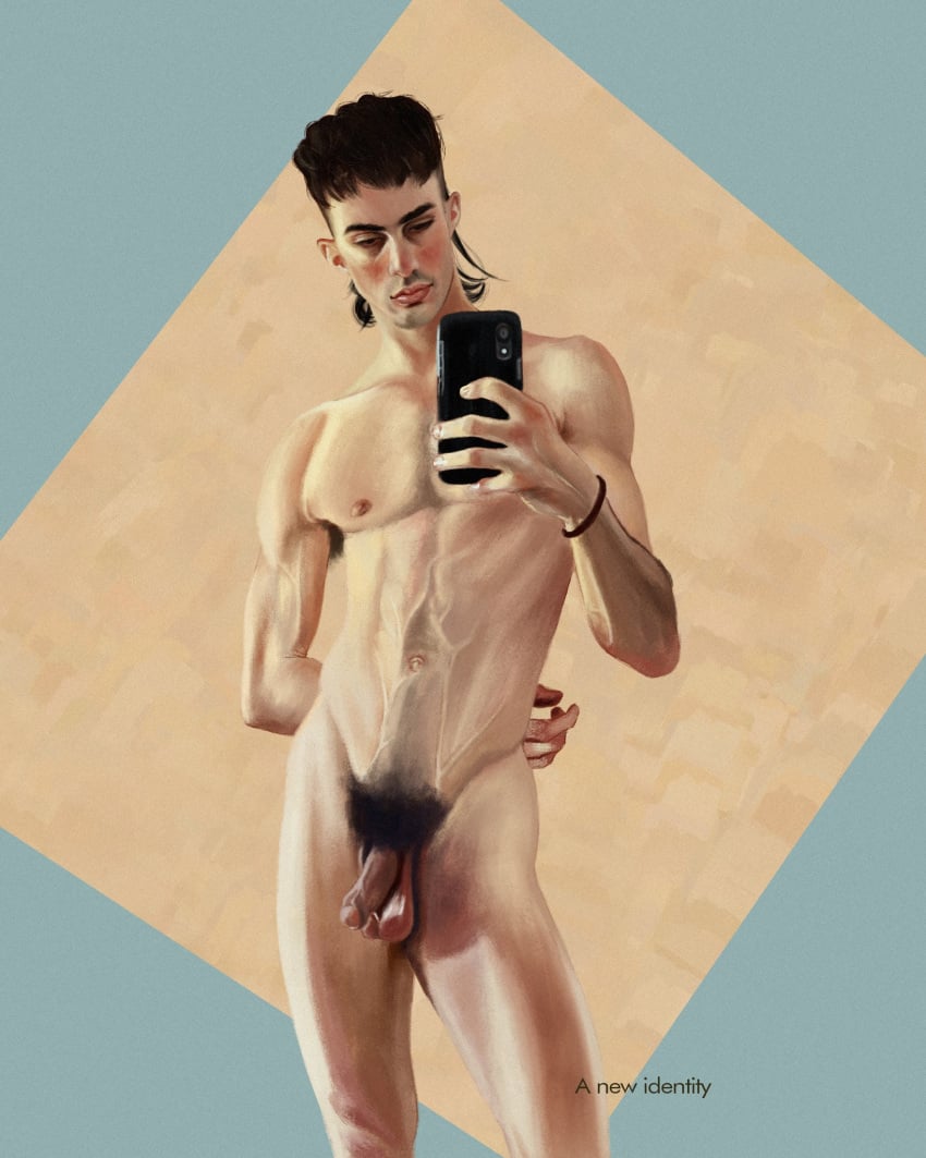 1boy a_new_identity caucasian caucasian_male effeminate flaccid flaccid_penis lean_muscle male male_only marylena_balistova mullet onlyfans_model pubes real_person selfie solo solo_male uncut