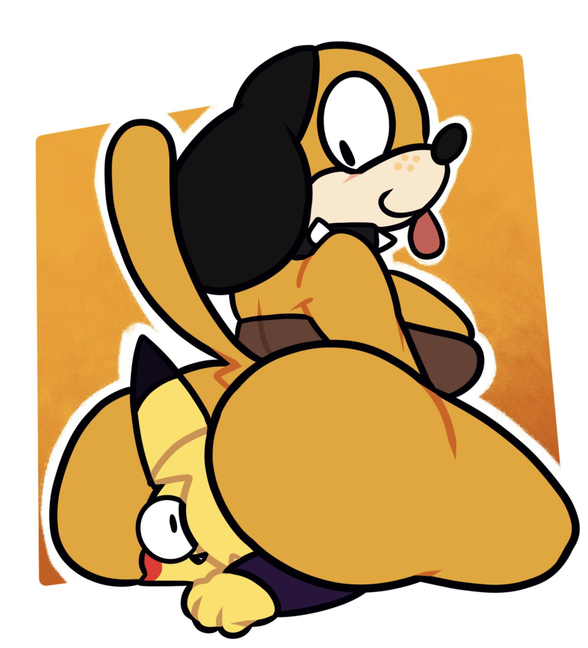 big_ass big_breasts breasts bubble_butt duck_hunt duck_hunt_dog facesitting female huge_ass huntress_(lewdewott) lewdewott nintendo pikachu pokemon rule_63