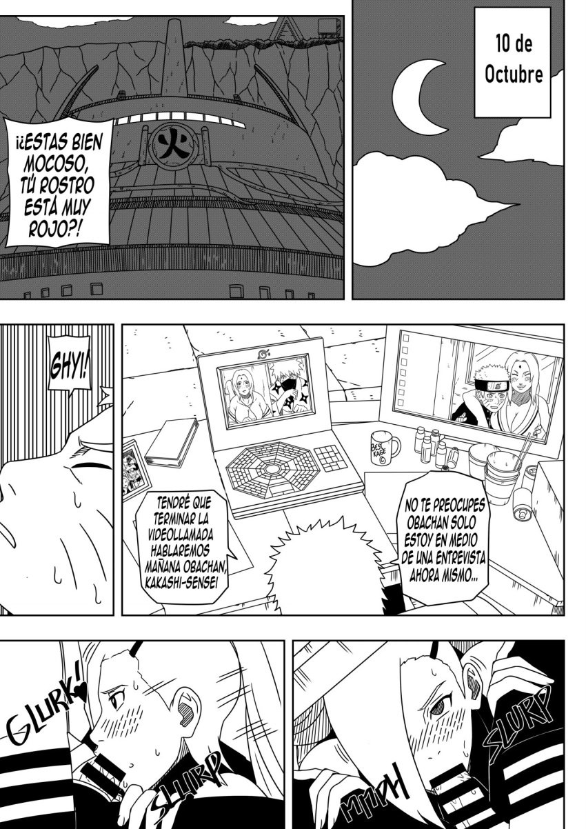 2boys 2girls 6_panel_comic between_legs blowjob blush blush_lines boruto:_naruto_next_generations cheating cheating_husband cheating_wife clothed_female clothed_sex comic computer desk dominant_female duo duo_focus english_translation fellatio hair_over_one_eye hatake_kakashi heart-shaped_pupils hokage_office ino_yamanaka kneeling laptop male_with_female monochrome motion_lines multiple_boys multiple_girls naruto naruto_(series) ninrubio notes_translation office oral oral_sex penis_in_mouth ponytail sitting sitting_on_chair spanish_dialogue spanish_text speech_bubble stealth stealth_fellatio stealth_oral stealth_sex story submissive_male sucking sucking_penis sweat sweatdrop symbol-shaped_pupils table talking talking_to_another talking_to_partner teacher_and_student text text_bubble tied_hair translated tsunade under_desk under_table uzumaki_naruto video_call