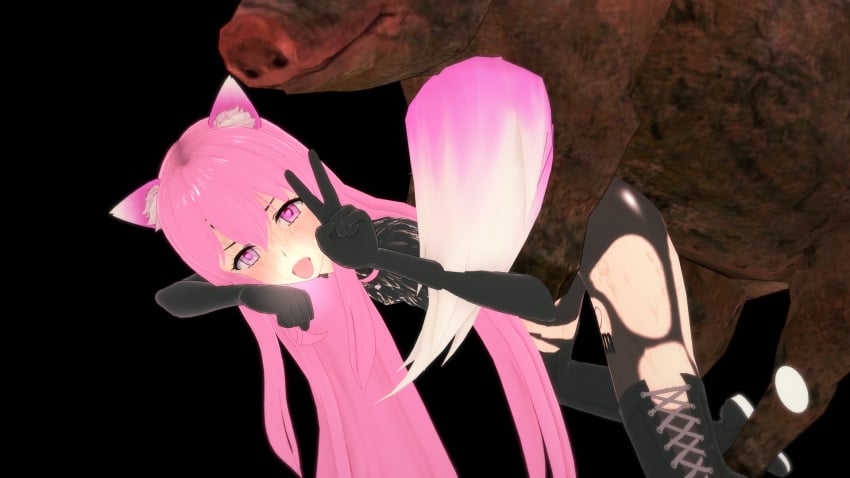 1girls 3d body_writing cum cum_on_body cum_on_face fox_ears fox_girl fox_tail gloves heart-shaped_pupils kneehigh_boots koikatsu long_hair oc original_character pig pink_eyes pink_hair ripped_clothing sayo_(sayo_lustfull) sayo_lustfull small_breasts tagme zoophilia