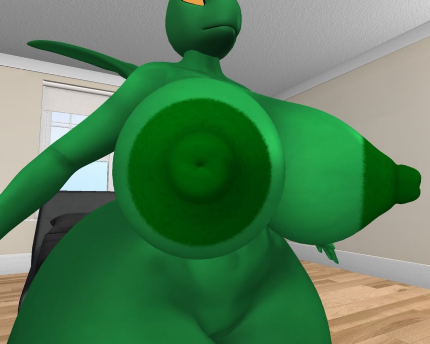 1girls 3d 5:4 a_pose anthro bed bedroom big_ass big_breasts big_nipples breasts bubble_butt female female_only ferialexonar green_skin huge_ass indoors jpeg tagme vagina window yellow_eyes