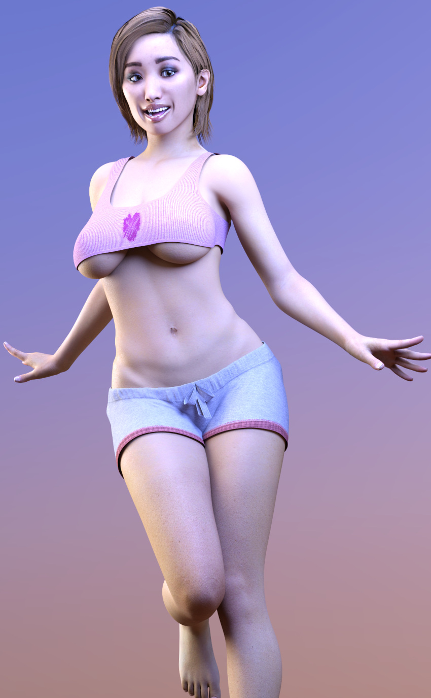 1girls 3d asian asian_female athletic athletic_female bare_midriff brenda_song busty celebrity crop_top female female_focus female_only hourglass_figure kaitlyn_ka navel pinup pinup_pose solo tagme the_quarry underboob vtemp wide_hips