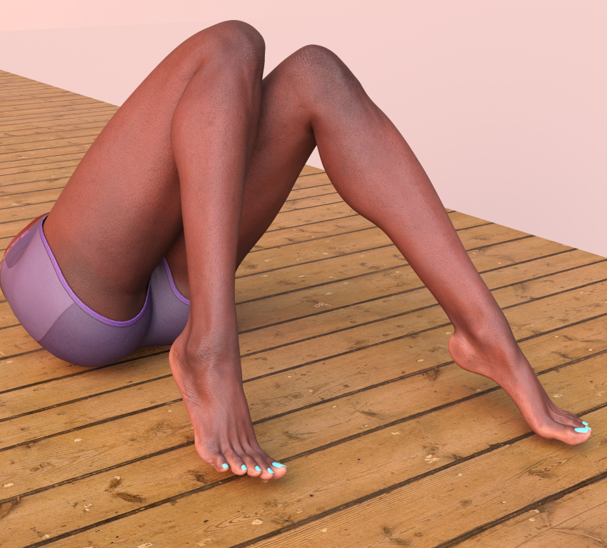 1girls big_ass dark-skinned_female dark_skin disembodied highlighted_soles inviting_to_sex natural_body_magic nbm short_shorts sole_female soles thick_thighs toenail_polish