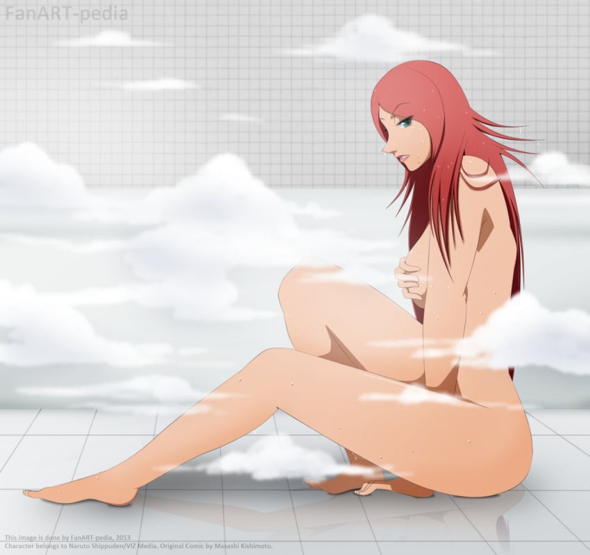 1girls arm_support barefoot bath bathroom breast_grab breasts completely_nude fanart-pedia female female_only fuuka_(naruto) grabbing_own_breast green_hair long_hair looking_at_viewer looking_to_the_side mole mole_under_mouth naked naruto naruto_(series) naruto_shippuden on_flower red_fur sitting solo solo_focus steam swimsuit wet wet_body wet_skin