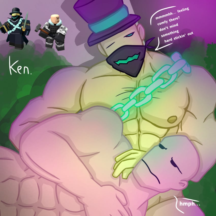 2boys bara chest_hair gay kendrick_nsfw muscular muscular_male pecs roblox roblox_game robloxian slasher_(tds) sledger tagme tophat tower_defense_simulator yaoi