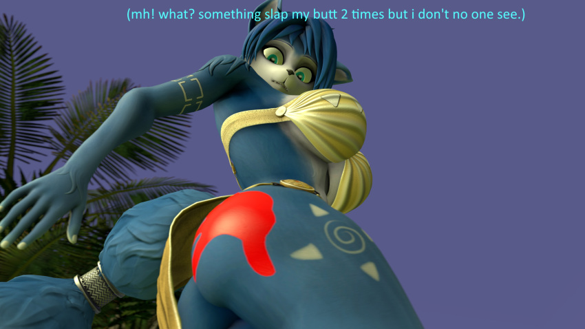 1girls anthro ass bra butt_focus clothing comic comic_page dragon696 female fox_girl krystal legend_of_krystal slap slap_mark star_fox