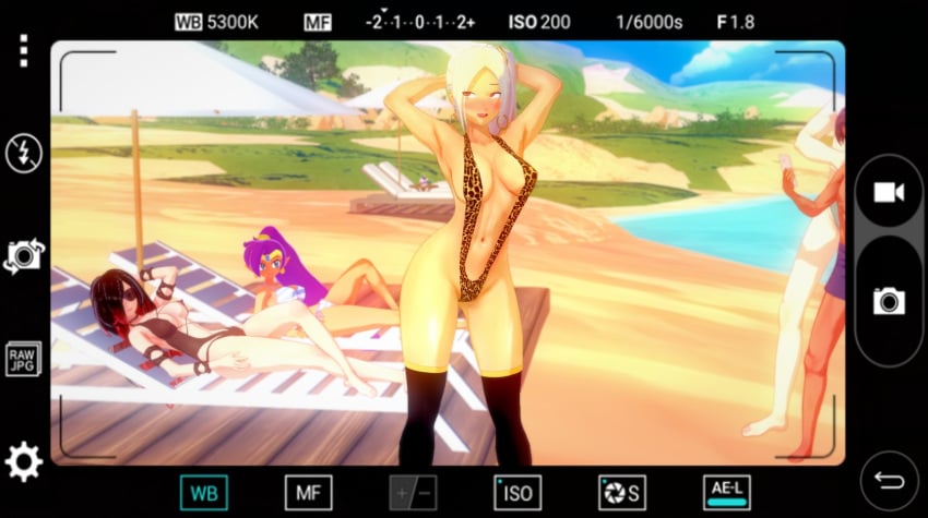 3d crossover futanari gravity_rush jakey_stakey kat_(gravity_rush) raven_(gravity_rush) shantae shantae_(character) smooth_skin