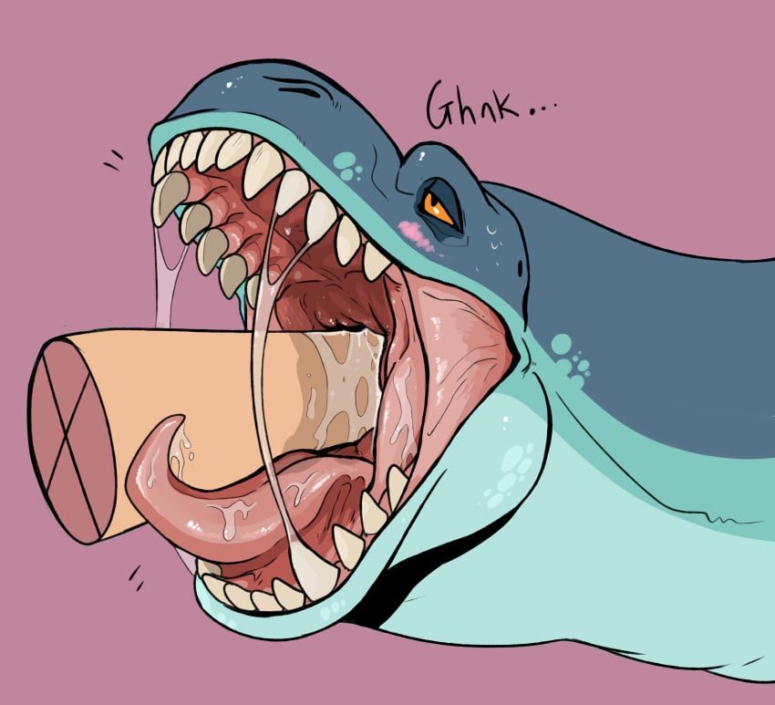 absurd_res ambiguous_gender blue_body blue_scales bodily_fluids dinosaur disembodied_hand duo fisting glistening glistening_eyes glistening_tongue hi_res imperatorcaesar narrowed_eyes open_mouth oral_fisting red_tongue reptile saliva saliva_on_arms saliva_on_tongue saliva_string scales scalie simple_background solo_focus teeth tongue tongue_out