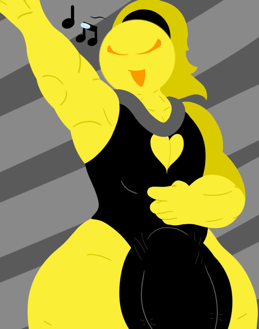 emoji_(race) emoji_boi femboy huge_ass huge_cock no_outlines open_mouth posing simple_background singing wide_hips