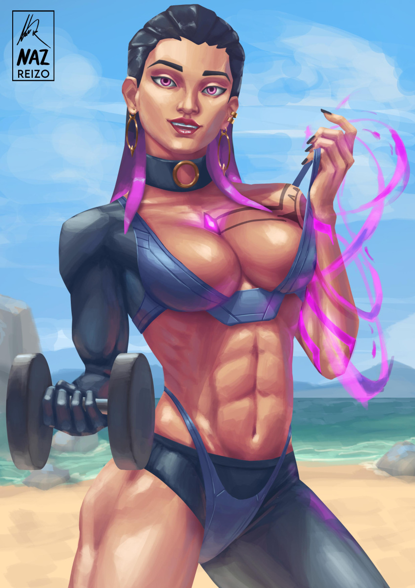 abs dark-skinned_female dark_skin female latina nazreizo_(artist) reyna_(valorant) valorant