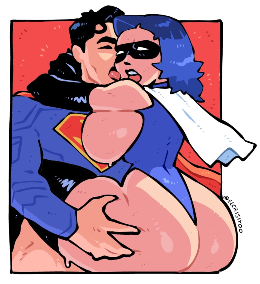 1girls ass big_ass big_breasts big_butt big_titties blue_hair crisiyotron curvaceous curvaceous_figure curvy curvy_figure curvy_hips dc dc_comics elcrisiyoo female female_only glasses kissing large_breasts long_hair male signature superman superman_(series) text trans_woman youtuber