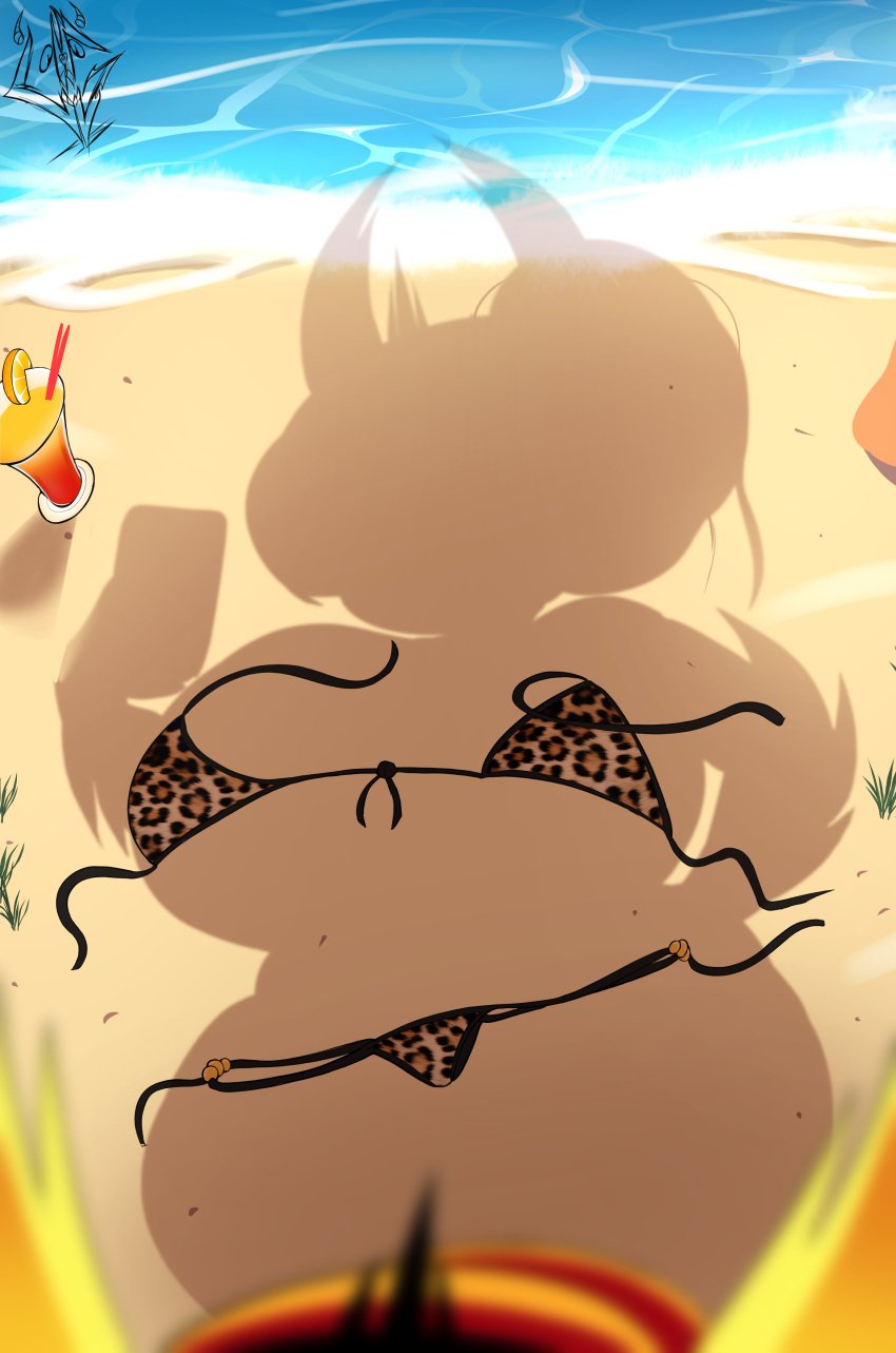 1girls beach big_breasts bikini breasts cellphone demon demon_girl discarded_swimwear dressed_shadow_(meme) female female_only hand_on_hip hekapoo horns outdoors phone png sand shadow solo star_vs_the_forces_of_evil swimsuit thick_thighs underground_(artist) viewed_from_above wide_hips