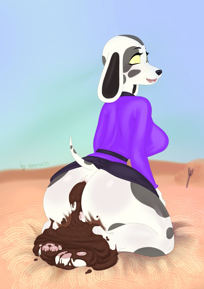 4_toes absurd_res alternate_species animal_crossing anthro anus ass barefoot big_butt bodily_fluids breasts butt_focus canid canine canis clothed clothing dalmatian digital_drawing_(artwork) digital_media_(artwork) dirty dirty_feet domestic_dog ears_down eyebrows eyelashes feces feces_on_body feces_pile feet female female_anthro fur furrification genitals hi_res hindpaw hole_(anatomy) huge_butt hypnosis hypnotic_eyes inventor_(artist) looking_back mammal markings messy mind_control nintendo open_mouth pawpads paws pivoted_ears portia_(animal_crossing) presenting pussy rear_view scat scatplay shy simple_background slime smile snot soles solo spots spotted_body spread_legs spreading steam tail teasing thick_thighs toes tongue vulva white_body white_fur wide_hips wrinkles