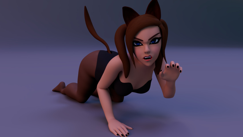 3d all_fours bunny_costume cat_ears catgirl female nonude oc on