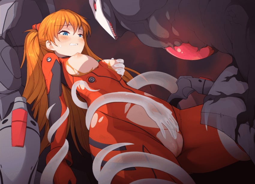 animated asuka_langley_sohryu blue_eyes blush bodysuit breast_grab breasts clothing cockpit female fingering fingering_partner gif hairpods long_hair medium_breasts neon_genesis_evangelion open_clothes open_mouth orange_hair plugsuit pussy torn_clothes uncensored waero