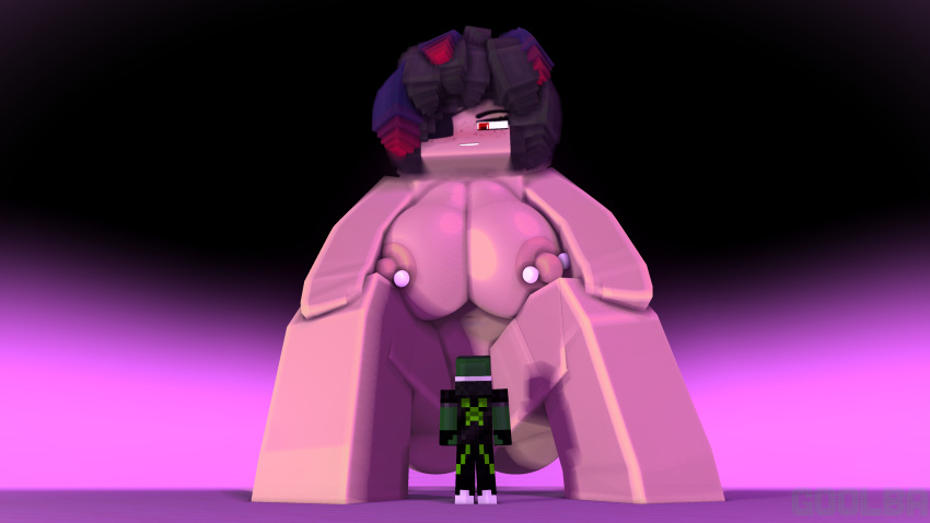 dominant_female elissa_(lux) giantess goolba macro macro/micro macrophilia menacing minecraft naked size_difference taller_girl tiny_male