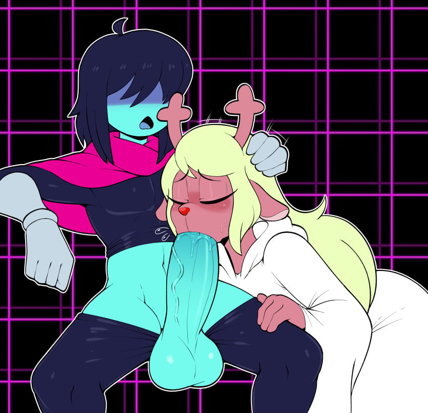 1boy1girl anthro balls big_balls black_hair blowjob blowjob_face blue_penis blue_skin blush blushing deltarune duo erection eyes_covered fellatio female hair_over_eyes hand_on_another's_head horns huge_cock huge_penis human kris_(deltarune) large_balls large_penis long_hair male mehdrawings mouth_open noelle_holiday oral oral_sex penis reindeer saliva_drop sex short_hair snowgrave straight sucking_off sucking_penis sucking_tip veiny_penis